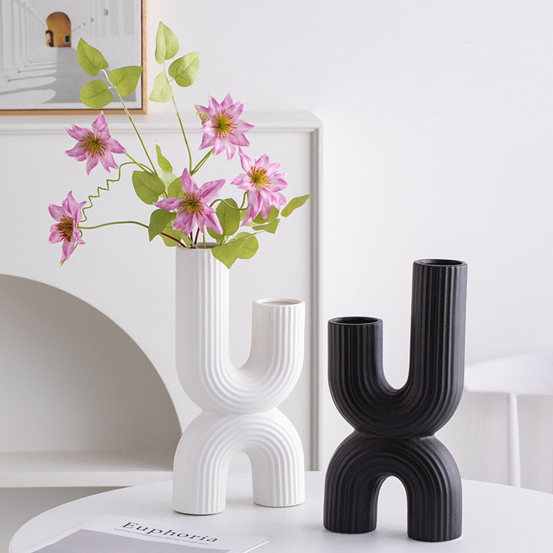 读途简约创意白色陶瓷花瓶客厅电视柜插花摆件餐桌水培鲜花装饰品