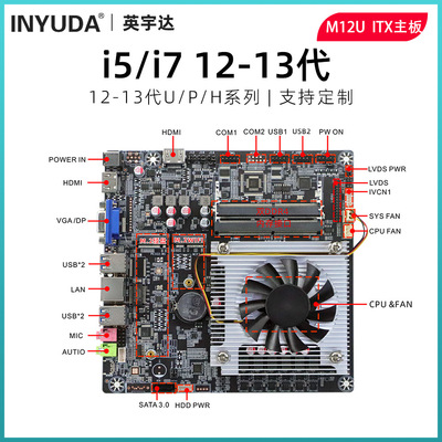 I5-12450H集成主板ITX广告机办公一体机板载CPU17*17CM显卡双网