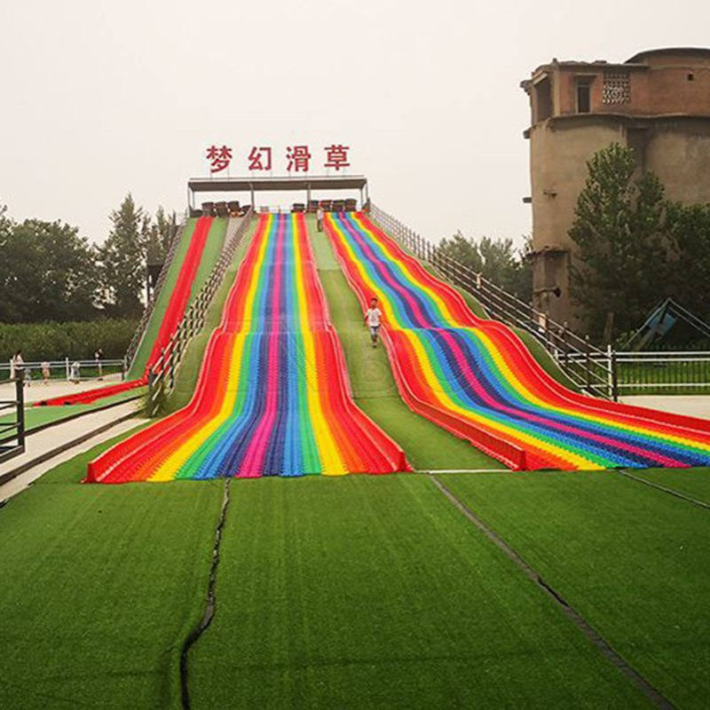 强力游乐无动力游乐设备不锈钢滑梯塑料滑梯木质滑梯彩虹滑道