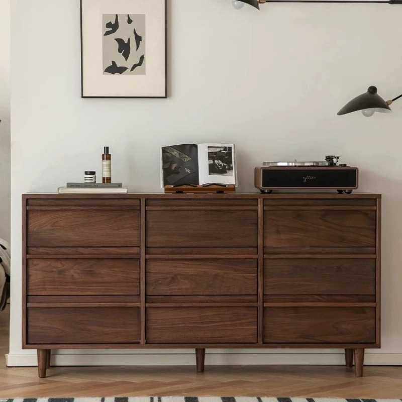 黑胡桃木色九斗柜卧室客厅储物收纳柜实木靠墙床尾抽屉柜小户型,住宅家具,斗柜,淘宝优惠券,粉丝福利购,淘宝优惠卷