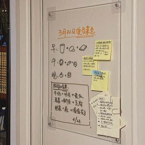 亚克力记事板挂墙上门后透明白板写字板黑板备忘提示留言板免打孔