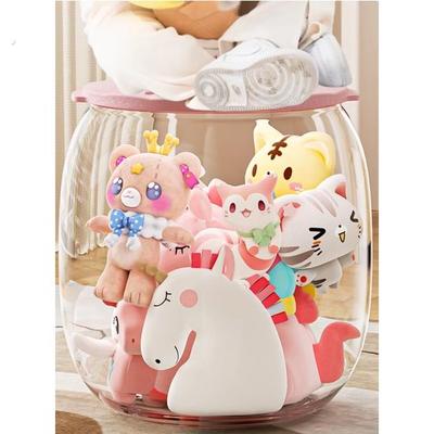 收纳桶娃娃神器装零食桶小玩偶毛绒玩具透明凳子儿童大收纳箱圆筒