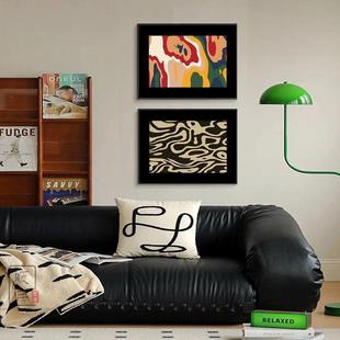 蒙德里安艺术家挂画 画法式覆古客厅背景墙装饰画 画小众抽象设计