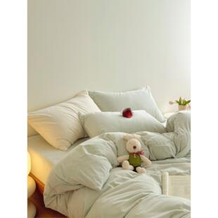 ins风简约纯色秋冬软糯牛奶绒床上用品四件套双人被套单件200 230