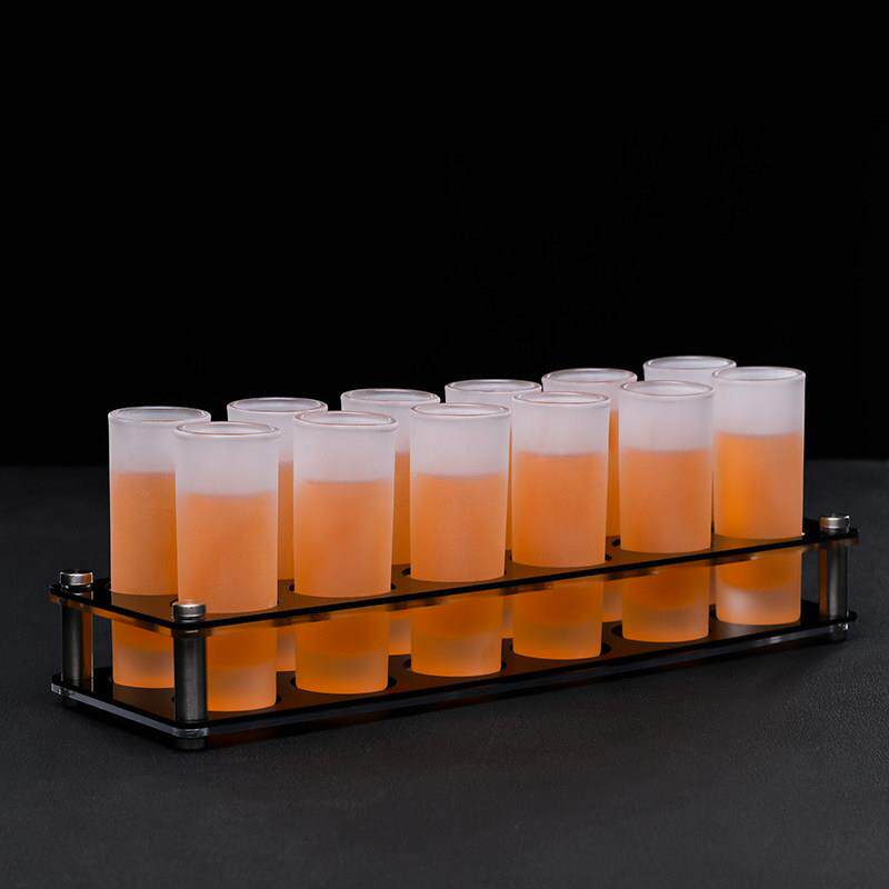 酒吧KTV高款子弹杯长型鸡尾酒杯套装带杯架70ml磨砂洋酒杯shot杯