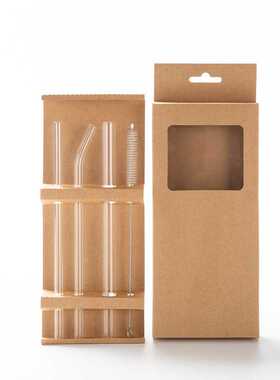 现货包邮高硼硅玻璃吸管多支装盒装耐高可重复水洗带刷子携带方便