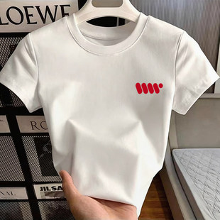 圆领短袖t恤女夏季2026新款减龄洋气显高显瘦小个子短款内搭上衣