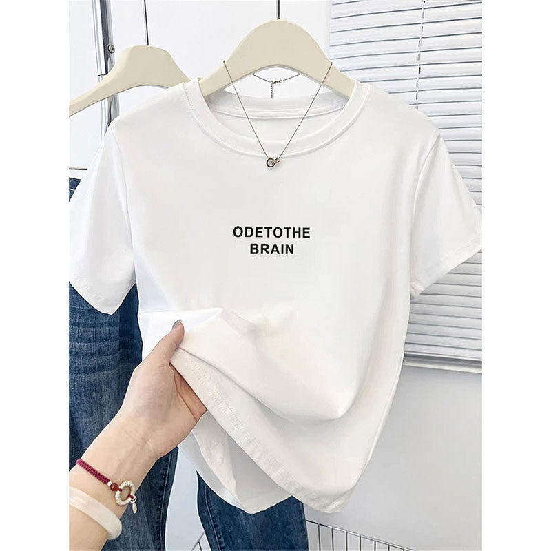 2026新款春夏季圆领短袖t恤女设计感内搭修身显瘦小个子短款上衣