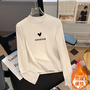 半高领德绒打底衫女2026新款秋冬加绒加厚可外穿软糯内搭保暖上衣