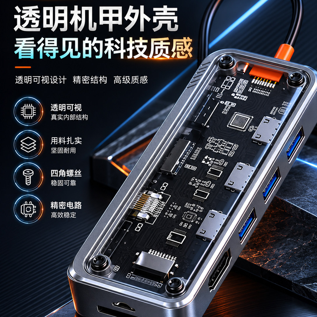 Typec扩展器macbook拓展坞赛博4K60hz高清投屏适用苹果iPad笔记本电脑USB接口转换器插头多口转接头千兆网口