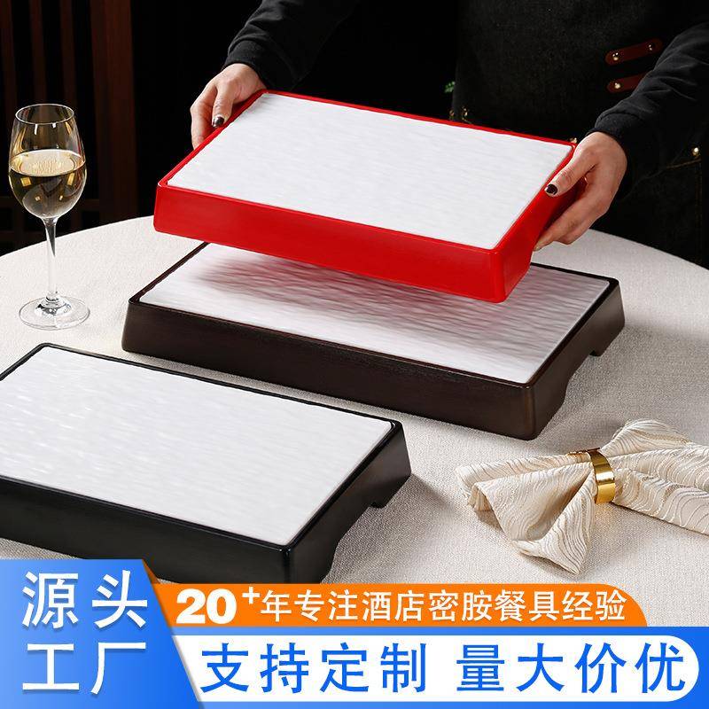密胺盘子酒楼专用仿瓷长方形烤鸭盘寿司盘火锅肥牛盘商用餐具