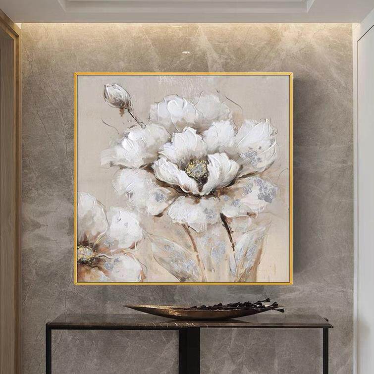 手绘油画花卉小众艺术客厅餐厅装饰油画挂画地中海花园风景