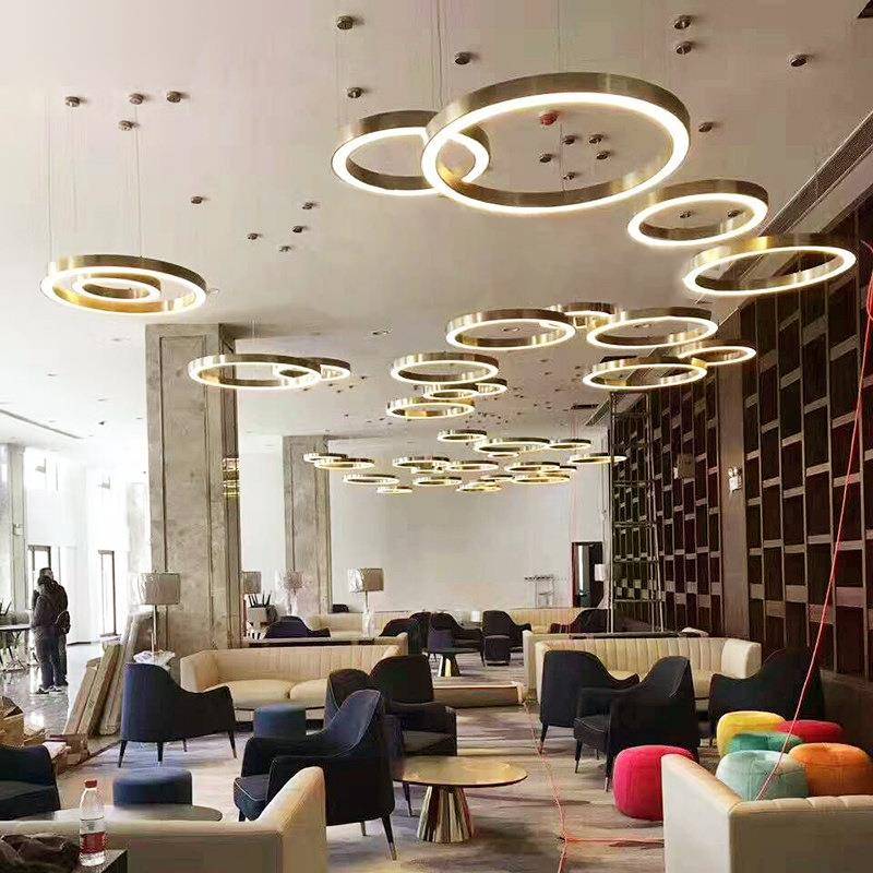 LED圆环形亚克力吊灯后现代客厅吊灯酒店大堂设计师展厅工程吊灯