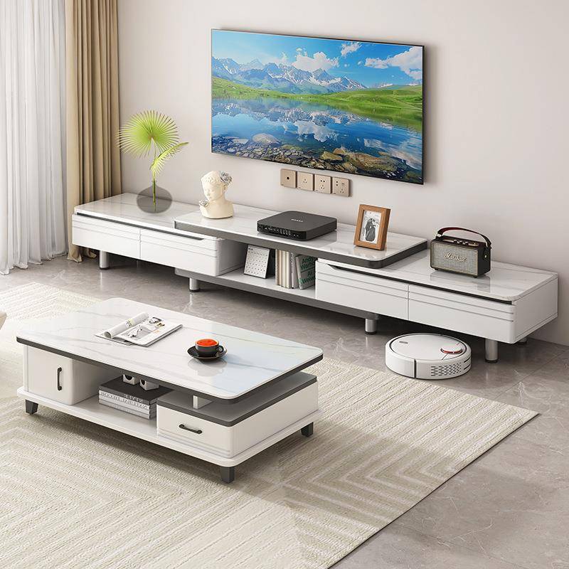 岩板茶几新款客厅家用茶台小户型桌子简约现代玻璃茶台组合电视柜