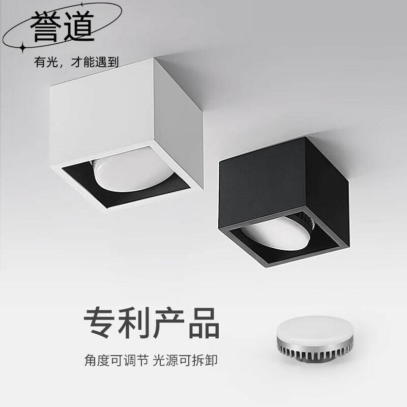 誉道筒灯led方形三色客厅明装天花灯吸顶调光变色斗胆灯阳台灯格