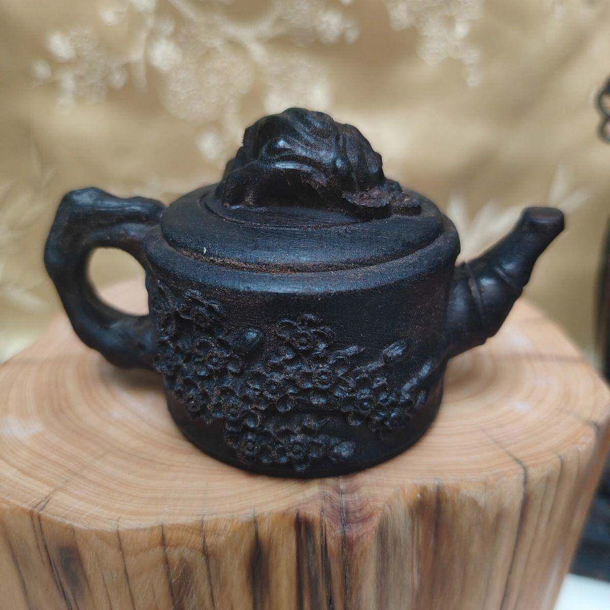 印尼沉香木把把壶把件小壶摆件实心木雕熬梅茶壶随身文玩工艺品