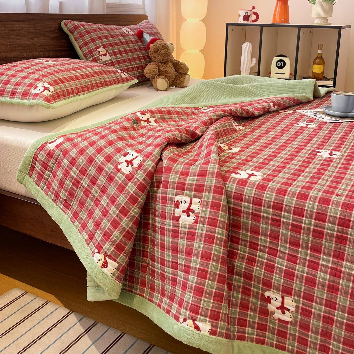 纯棉床盖三件套全棉加棉单件床单塌塌米炕盖防滑2025新款四级通用