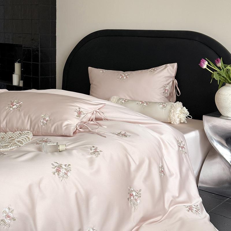 玫瑰甜心 100支长绒棉四件套全棉精密刺绣高档床上用品纯棉被套