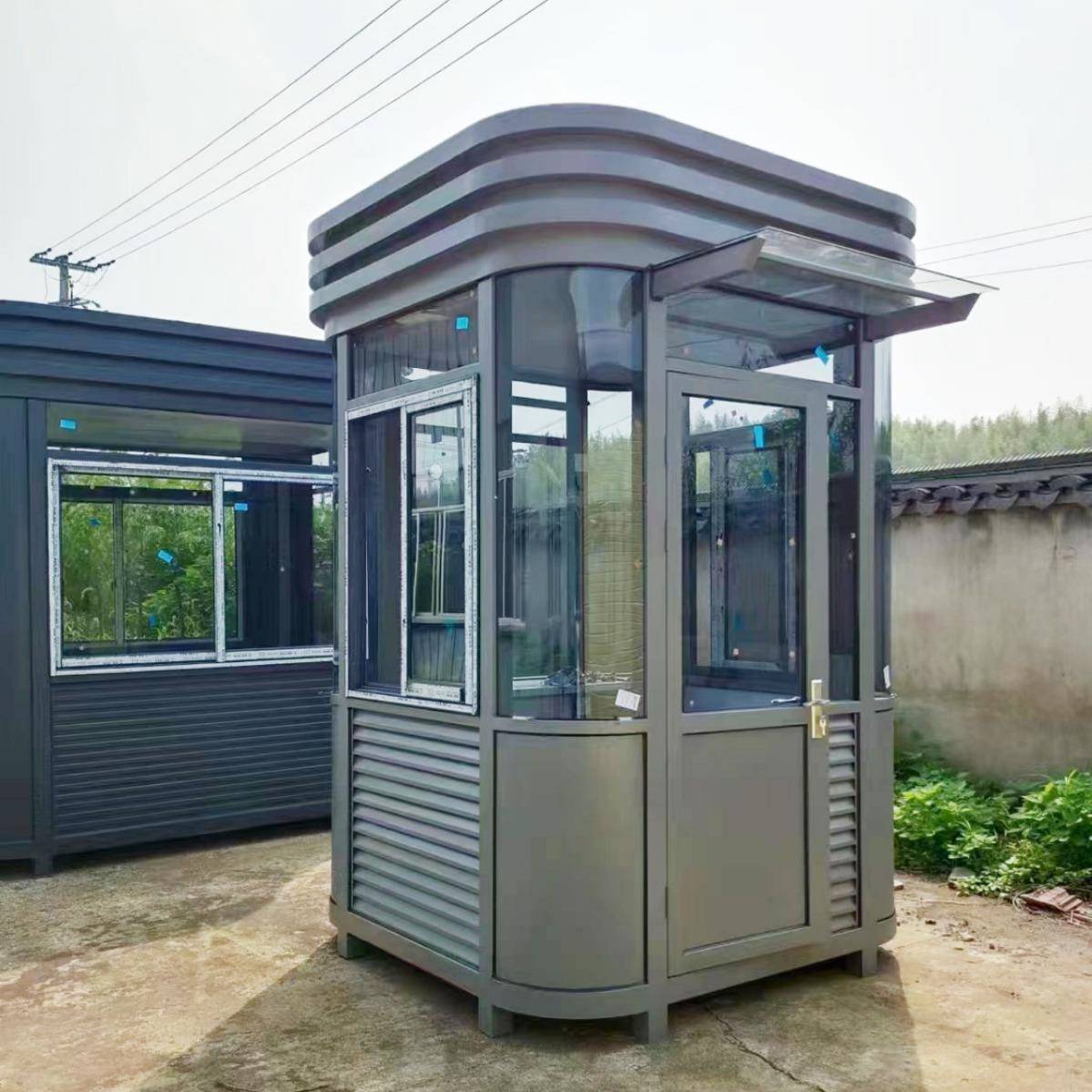 钢结构玻璃岗亭氟碳喷漆热镀锌方钢岗亭门岗铝材不易生锈防腐耐用