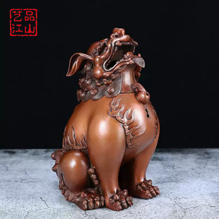 艺品江山纯铜朝天吼狻猊香薰炉瑞兽狮子薰炉铜炉宣德炉办公室摆件