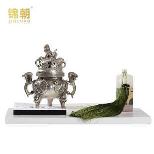 陈设托盘香炉印章组合摆件玄关售楼处书房客厅家居软装 新中式 饰品