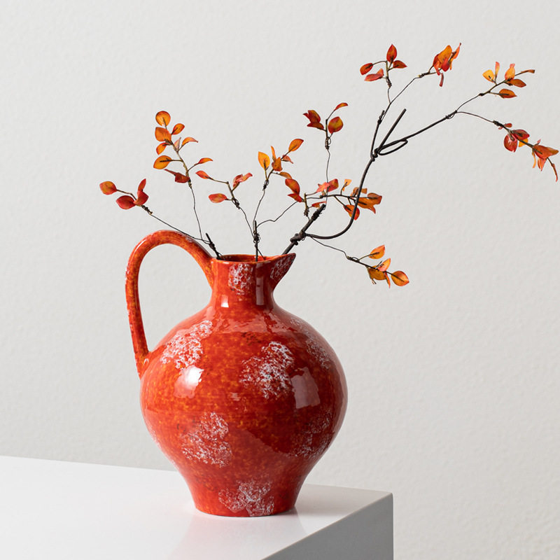 新中式高档窑变雪红陶瓷花瓶插花器客厅样板间会所装饰品桌面摆件,橡塑材料及制品,其他塑料制品,淘宝优惠券,粉丝福利购,淘宝优惠卷