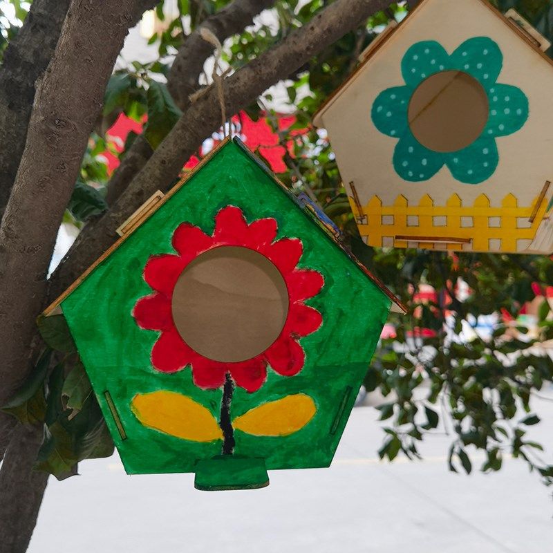 木制幼儿园diy手工儿童拼装涂鸦鸟F窝鸟屋鸟笼户外庭院装饰鸟舍,宠物/宠物食品及用品,鸟窝,淘宝优惠券,粉丝福利购,淘宝优惠卷