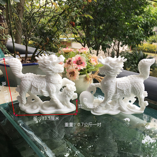 石头石雕麒麟摆件一对招财送子镇宅E家居卧室求子石刻小工艺品辟