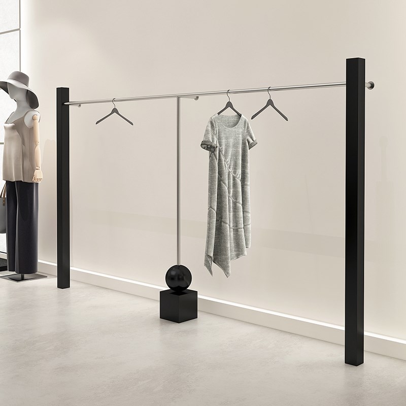 服装店展示架不锈钢黑色上墙挂衣直播衣L服陈列架男女装店货架