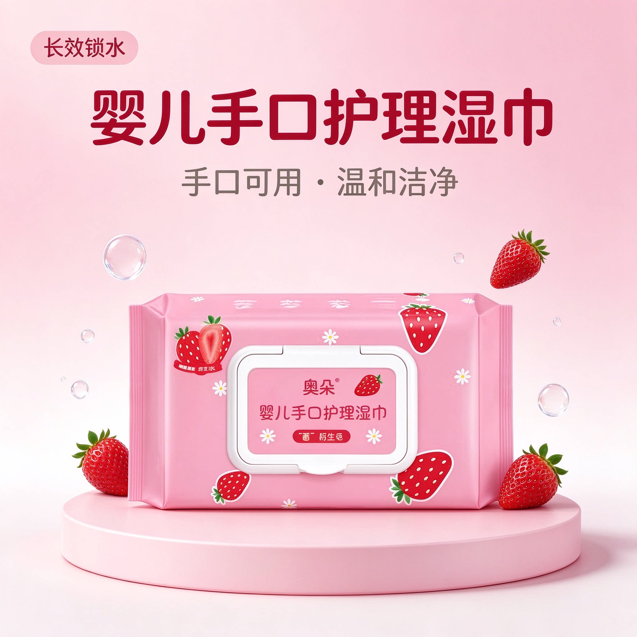 湿巾婴儿手口专用级擦脸草莓护理清洁加厚水润护理清洁一次性湿巾