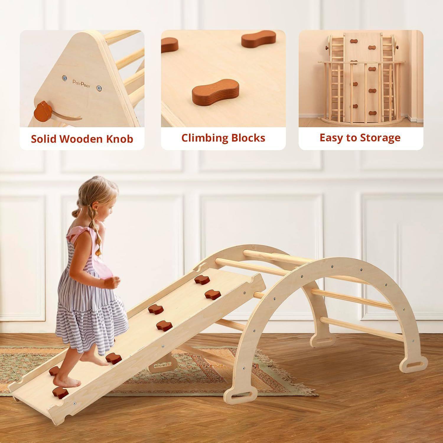 带坡道拱形摇椅攀岩架健身房 儿童蒙特梭利可折叠木制三角攀爬架,模玩/动漫/周边/娃圈三坑/桌游,文化/体育周边,淘宝优惠券,粉丝福利购,淘宝优惠卷