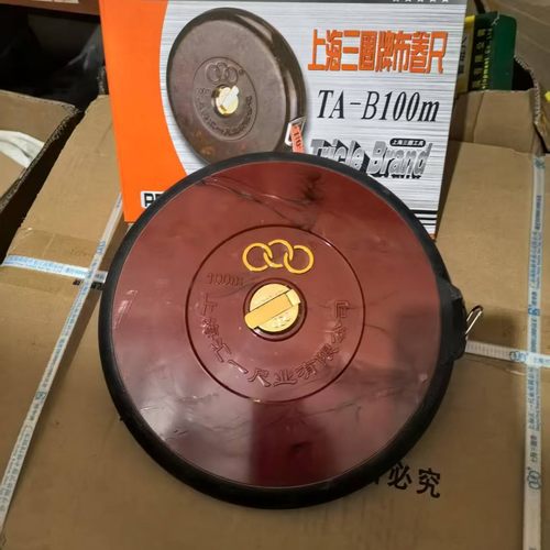 三圈100米胶壳布卷尺TA-B100M 皮卷尺