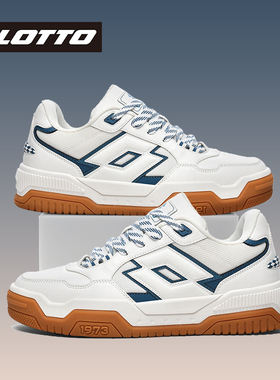 LOTTO乐途男厚底低帮板鞋复古皮面休闲鞋2025秋冬新款防滑面包鞋