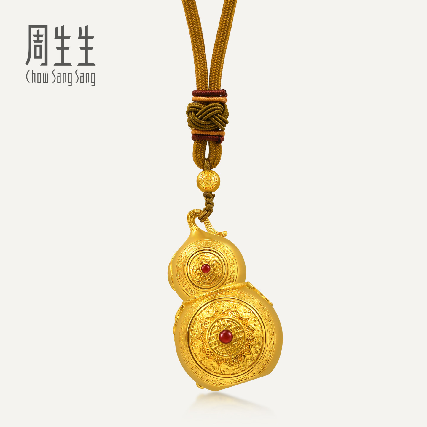 周生生华宇古法黄金足金东方古祖葫芦手把件摆件94718O定价预订