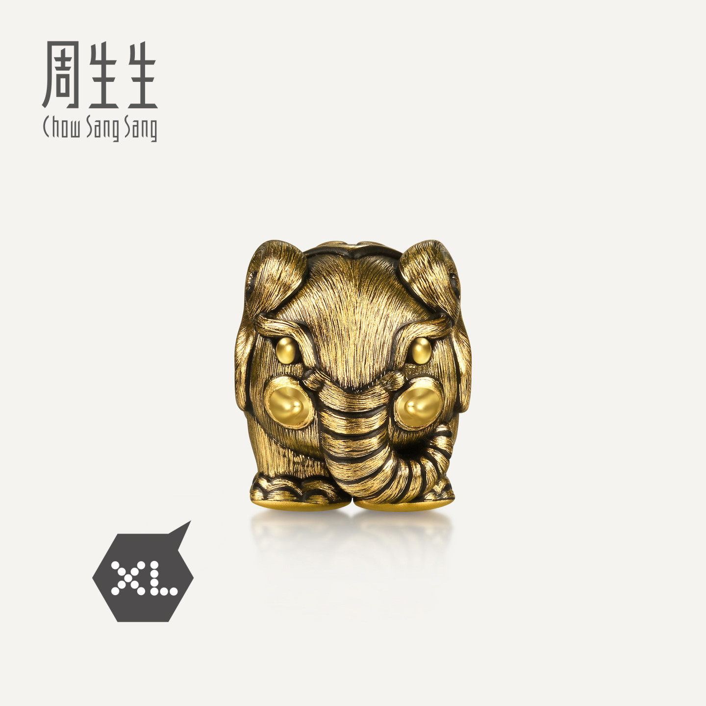 【配绳】周生生华宇黄金足金Charme酷黑吉象XL转运珠96107C定价