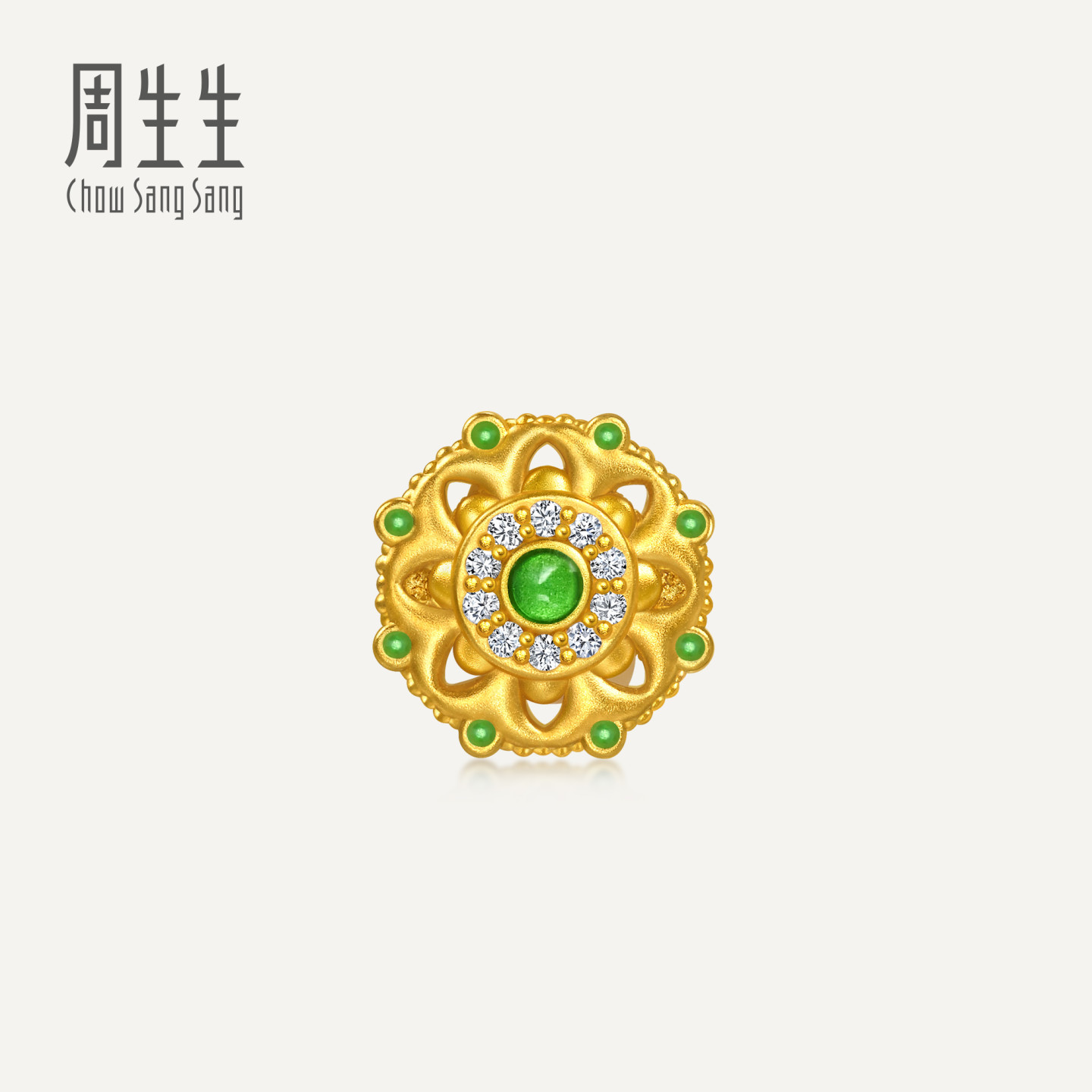 【配绳】周生生华宇黄金Charme足金镶嵌钻石十全十美转运珠95910C