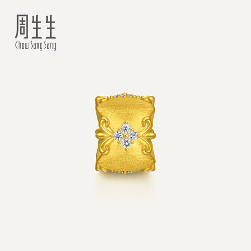 周生生华宇黄金金韵罗曼系列足金镶嵌钻石鸢尾花转运珠95885C