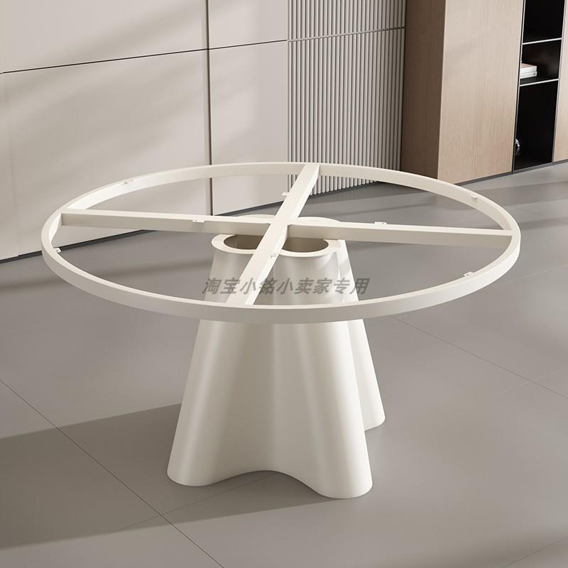 轻奢圆形家用餐桌架简易实木桌腿大理石会客桌奢石火锅桌支撑脚架