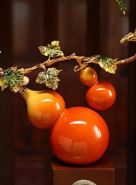 陶瓷葫芦摆件客厅玄关酒柜办公桌装饰品开 业乔迁新居礼品福禄双