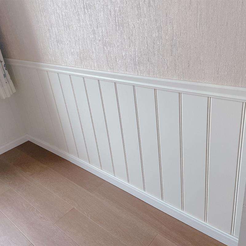 幼儿园护墙板白色pvc欧式墙裙木塑防撞壁贴防水防潮生态木集成装