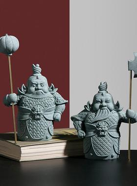 新中式护宅门神哼哈二将摆件客厅门口玄关电视柜书房家居装饰品