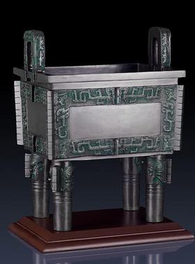 纯黄铜司母戊鼎摆件办公室装饰品青铜器鼎盛千秋工艺品铜方鼎奖杯