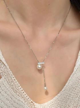 alice studio少女饰品法式轻奢精致锆石珍珠可抽拉项链女高级感