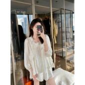 女设计感白色短裤 YUYUWANG包姐轻生活温柔风刺绣衬衫 套装 两件套