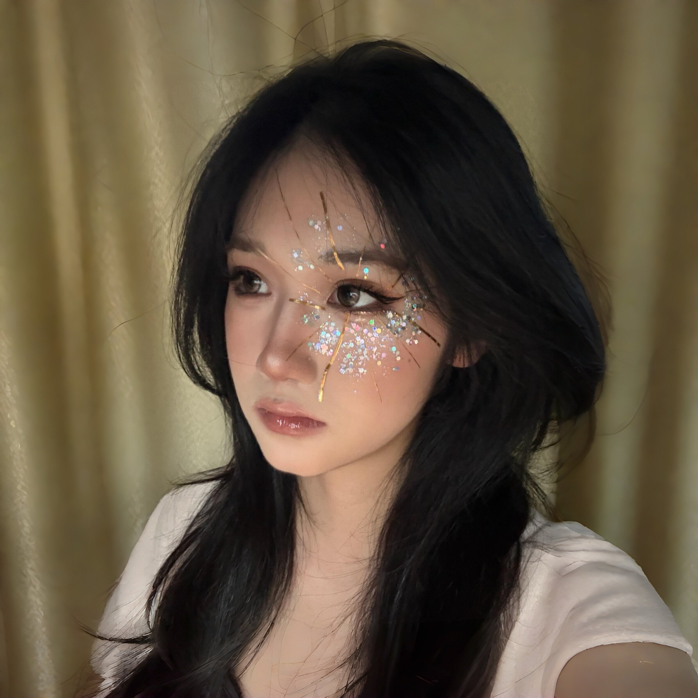 亮片眼影！太阳之子眼妆贴纸高颜值金色线条道具拍照出片眼部妆容