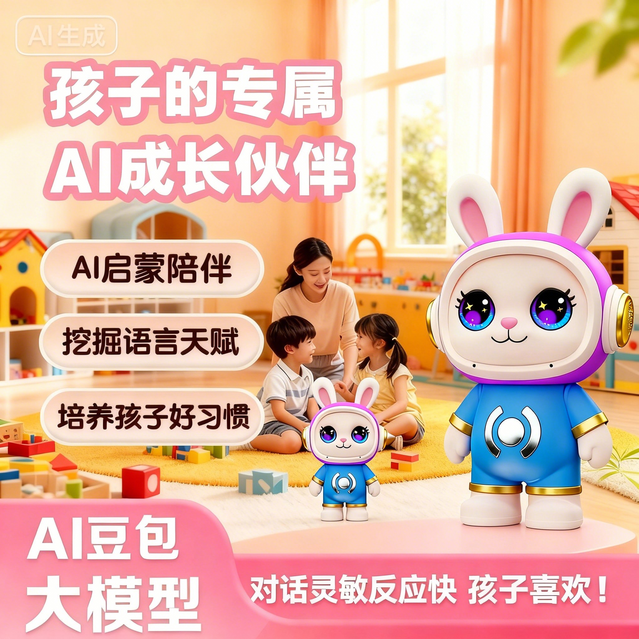 米萌星伴AI太空兔豆包智能机器人