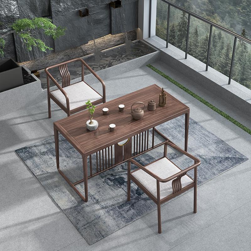 新中式阳台简易茶桌2025新款小型泡茶桌胡桃木小户型家用小茶台