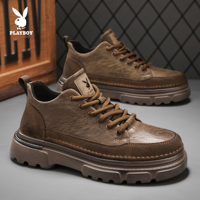 花花公子男鞋2025冬季英伦风商务休闲皮鞋防滑男款板鞋工装马丁靴