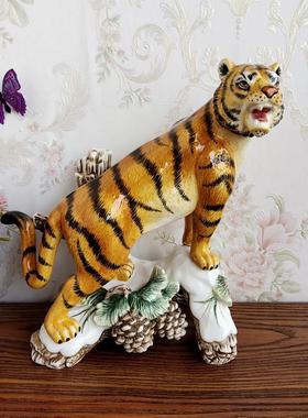 Function art方亚纯手绘陶瓷老虎摆件个性家居装饰品生日礼物