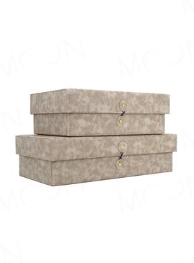 MOON慕空间现代样板间鳄纹信封箱卡其色收纳盒衣帽间摆件软装装饰